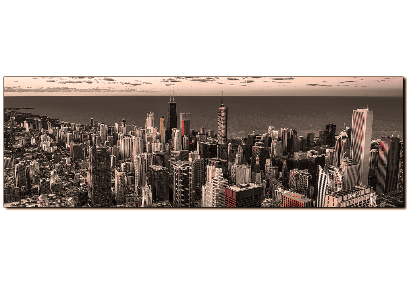 Obraz na plátně - Mrakodrapy v Chicagu- panoráma Obraz na plátně - Mrakodrapy v Chicagu- panoráma
